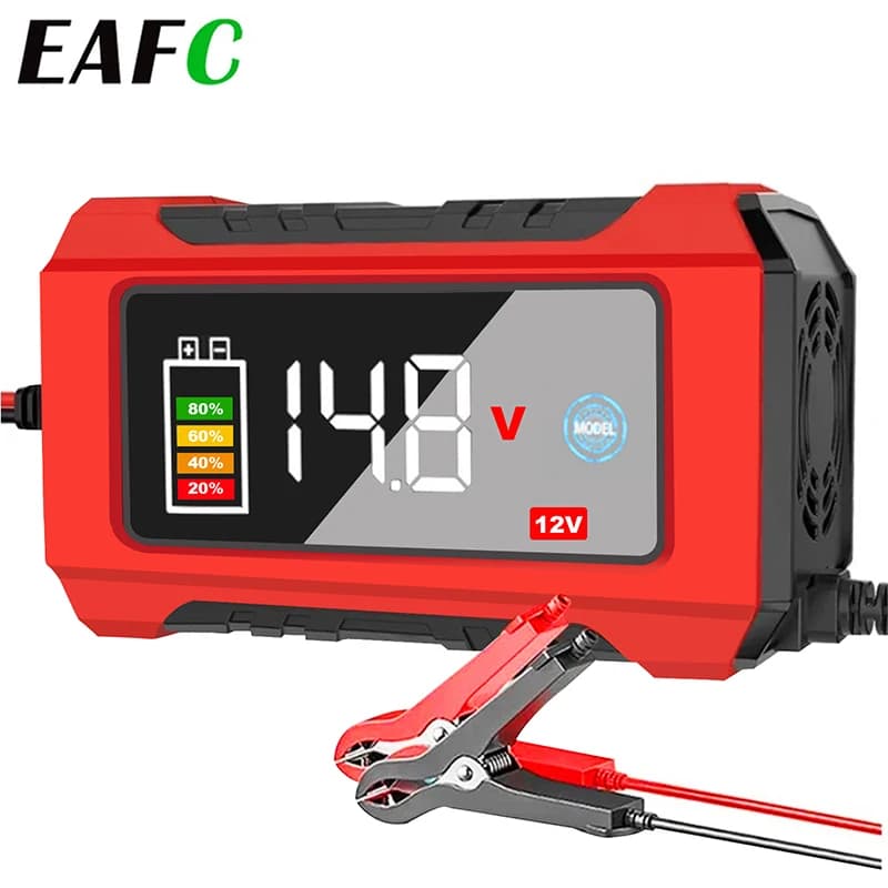 Caricabatteria per Auto completamente automatico 12V 6A caricabatteria LCD per riparazione a impulsi per ricarica intelligente della batteria al piombo per Auto Moto