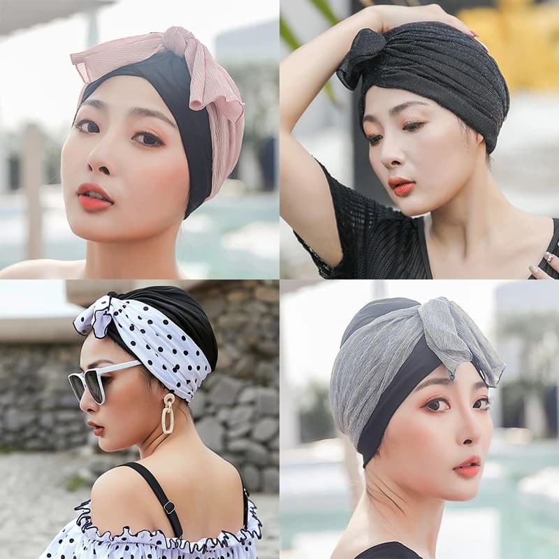 Cappelli da nuoto per cappelli da donna alla moda Bowknot Soak Accessori impermeabili e confortevoli a coda di pesce