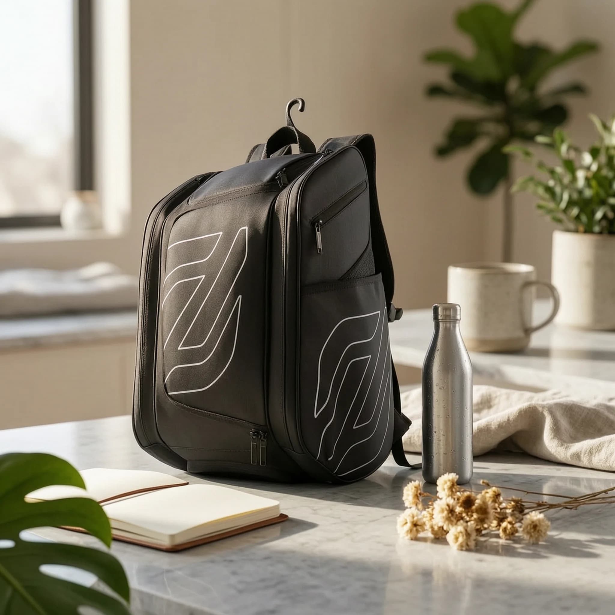 Pickleball Backpack Large Capacity Tennis Backpack Badminton Racket Bag Side Pockets Pickleball Sling Bag Fence Hook for Travel