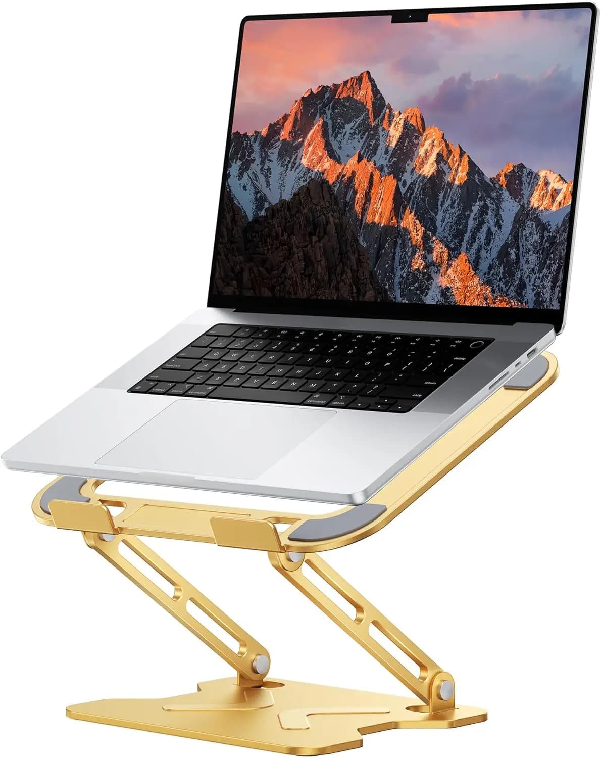 Supporto Regolabile per Laptop da Scrivania, Rialzo Pieghevole in Metallo per Laptop, Supporto Portatile per Computer, Ventilato per il Raffreddamento