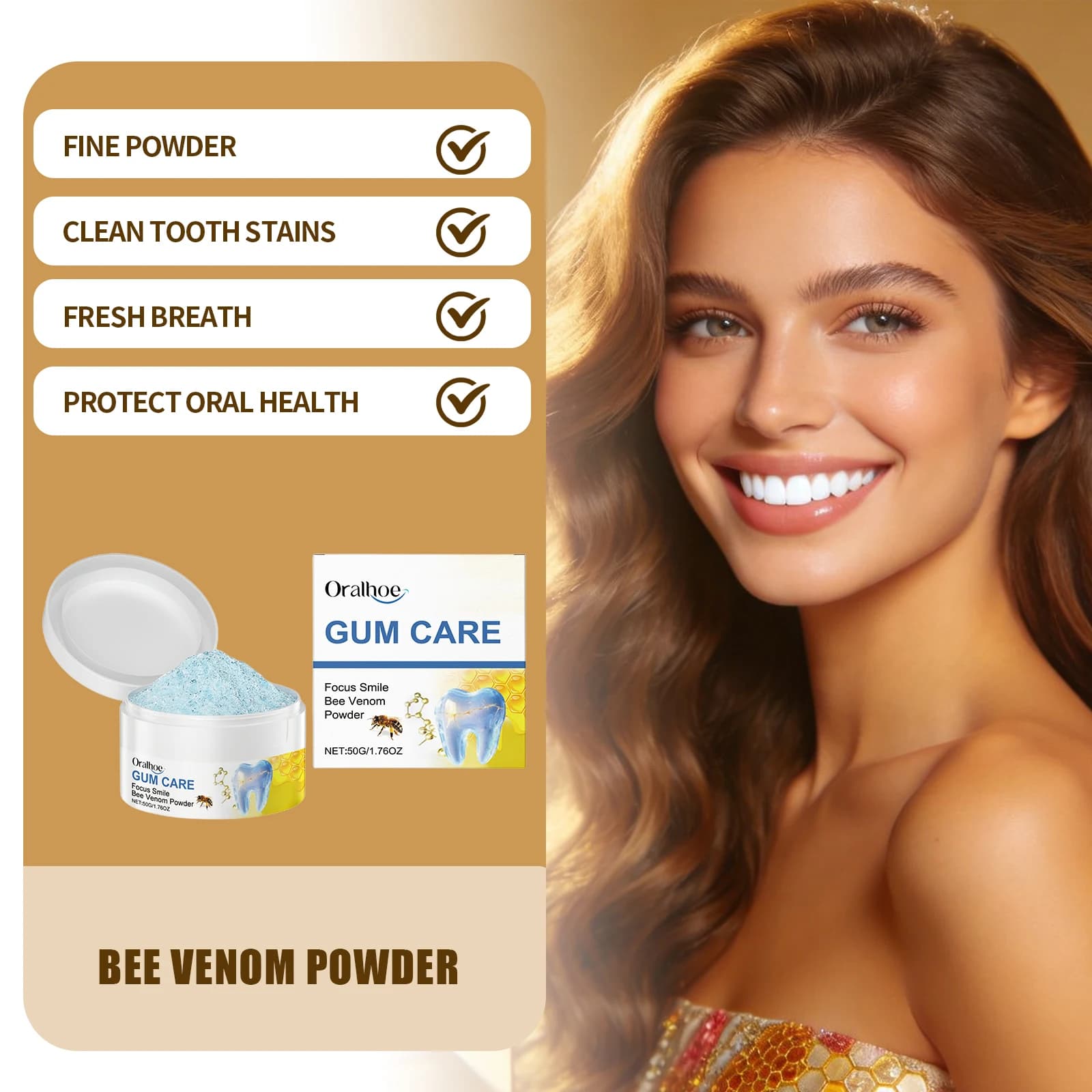 Dust Whitening for Deep Cleansing Tooths, Natural Formula to Bee Poison, Removes Plate and Macchie, Duraturo Fresco Alito, Lighting Powder for Tooths
