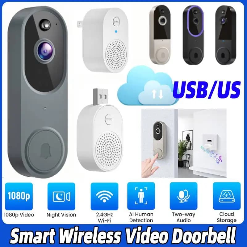 Campanello Video 1080P con Audio Bidirezionale, Videocitofono Wireless WiFi Intelligente con Visione Notturna per Sicurezza Domestica