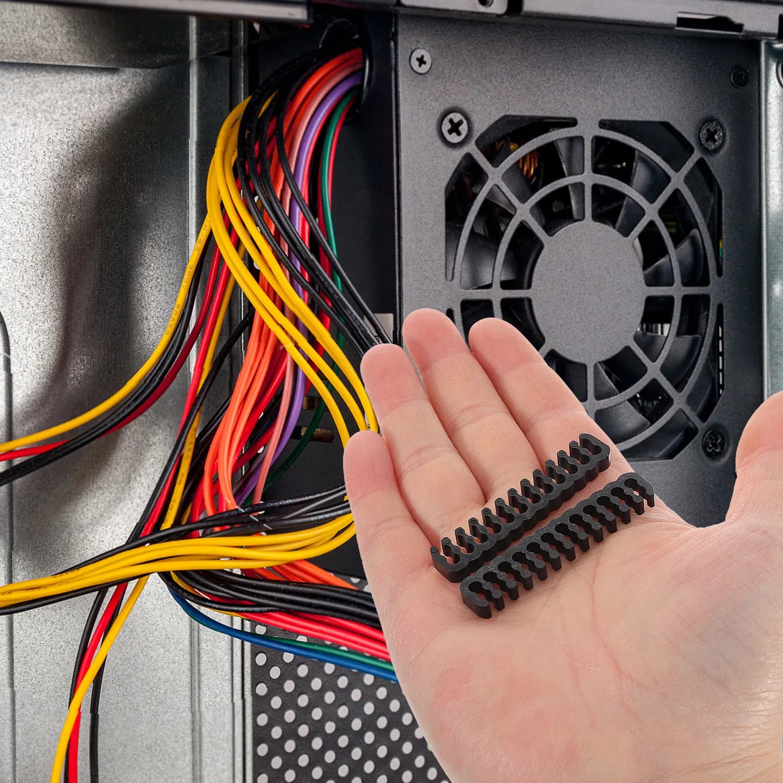 Kit di 24 Pezzi per Gestione Cavi, Strumento per Ordinare i Cavi di Computer Desktop e Setup Gaming, Soluzione per la Gestione Ordinata dei Cavi