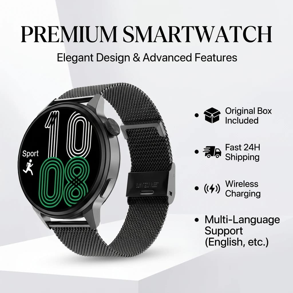 Smartwatch DT4+ per Uomo e Donna con Chiamate BT, NFC, Assistente Vocale, Password, GPS Tracker, Ricarica Wireless, Display 390*390