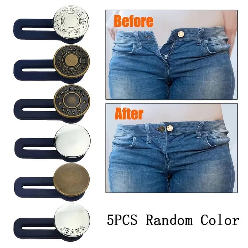 5 pcs button extender for trousers, adjustable waist button, retractable belt expander, casual color, without sewing buttons