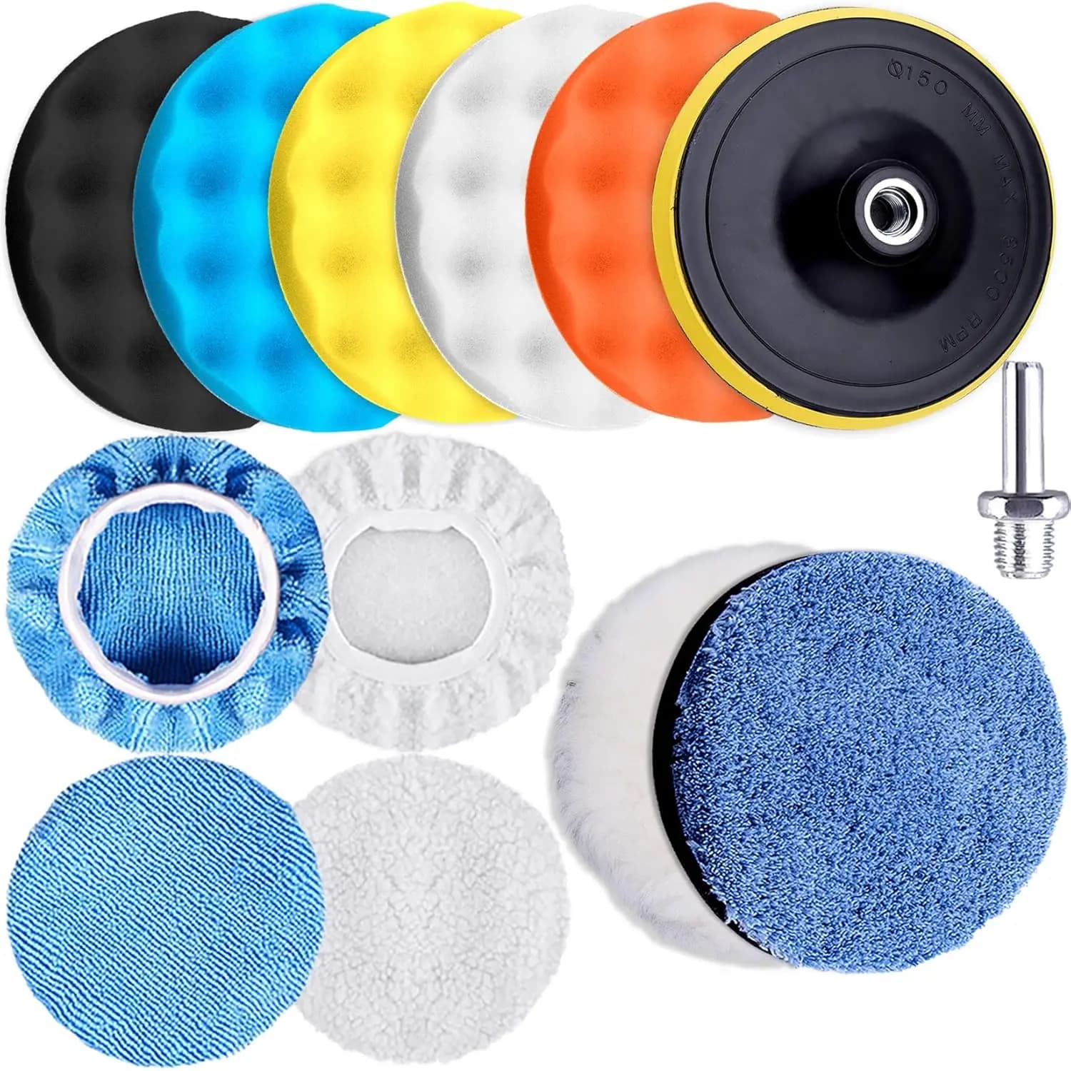 Kit di 13 Tamponi per Lucidatura Auto da 6 Pollici, Tamponi in Schiuma per Trapano, Lucidatrice e Accessori per Ceratura