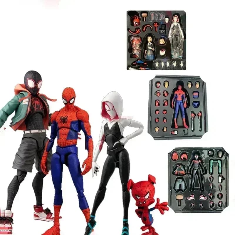 2024 Spiderman Gwen Peter Action Figure Anime Spider-verse Collection Sentinel Miles Morales Figure Christmas Toys Gifts