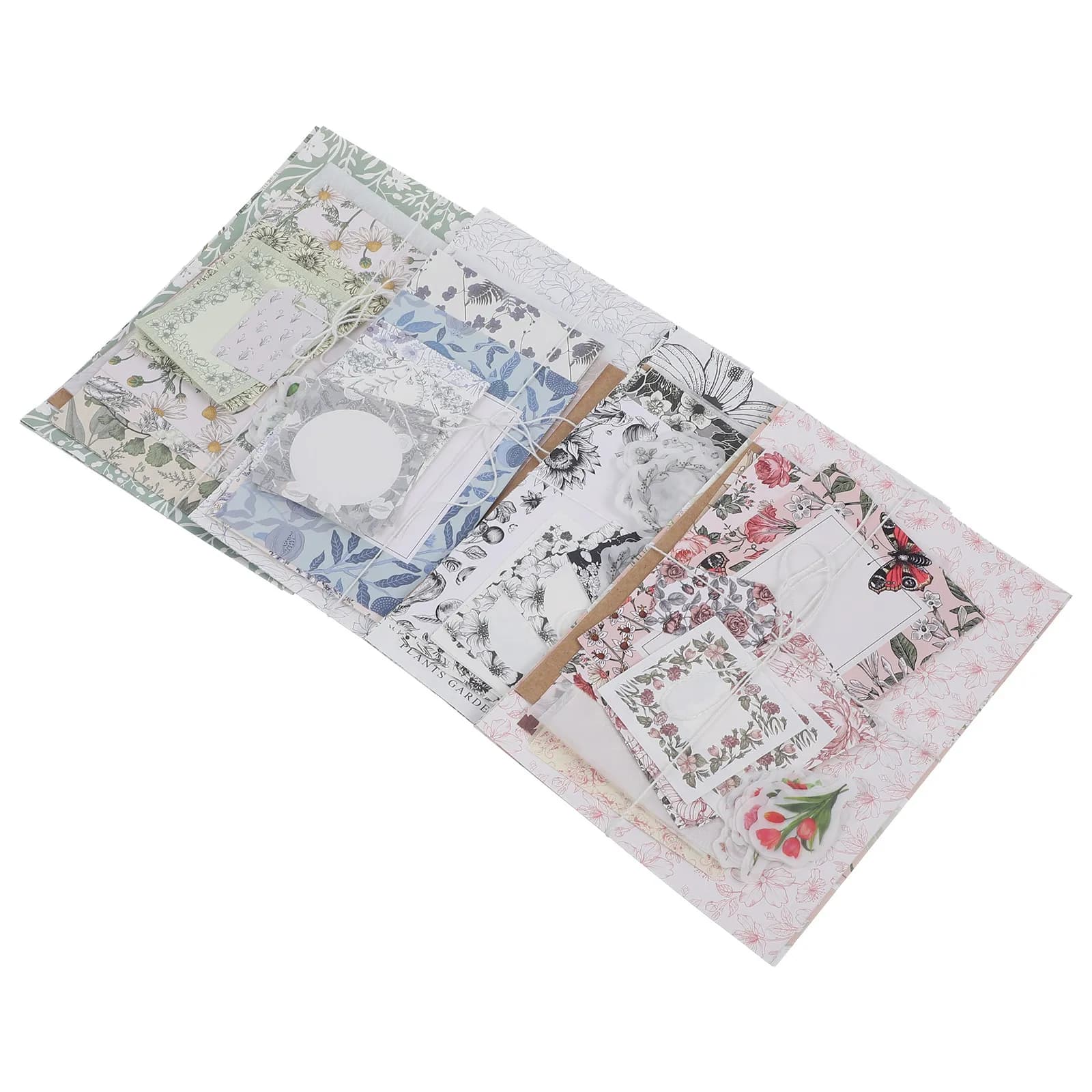 4 Sets Decorative Paper Flower Scrapbook Aesthetic Kit DIY Material Journal Scrapbooking Supplies