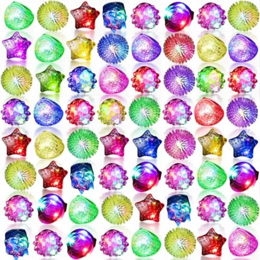Anelli Luminosi per Feste Rave, Anelli LED Lampeggianti in Gomma, Anelli Fluorescenti al Buio, Regalo per Feste Neon e Carnevale