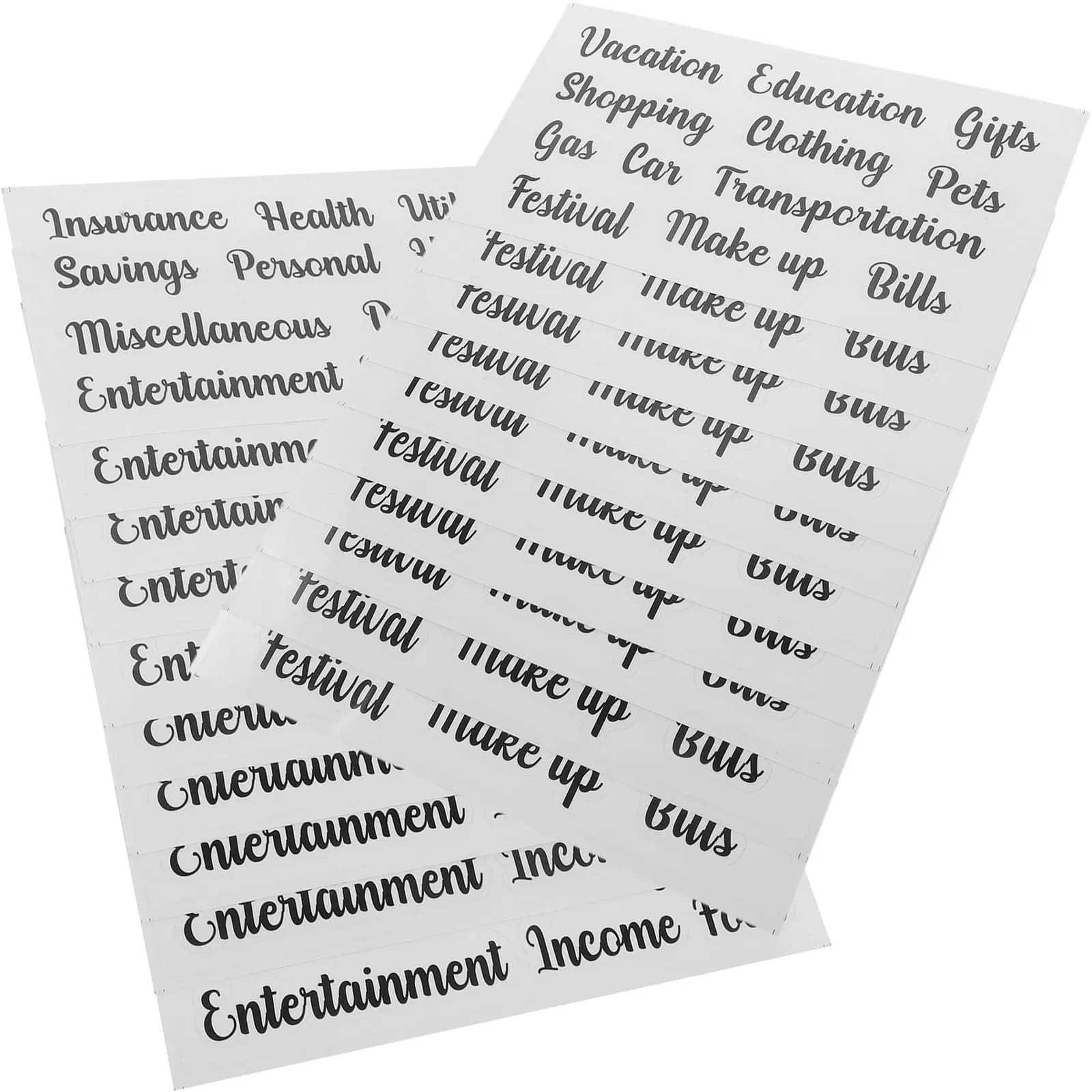 10 Set di Etichette Adesive per Budget, Design Trasparente, per Uso Quotidiano, Planner, Quaderni e Decorazione Mobile