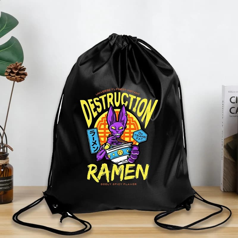 Borse con coulisse Dragon Ball Anime Son Goku, sacchetti portaoggetti neri con lettere, borse a tracolla per ragazzi e ragazze, regalo