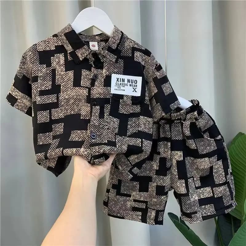 Camicia estiva per bambini e ragazzi Set manica corta 2023 New Baby Net Red Tide Brand abbigliamento per bambini Set di due pezzi Cool e bello per bambini
