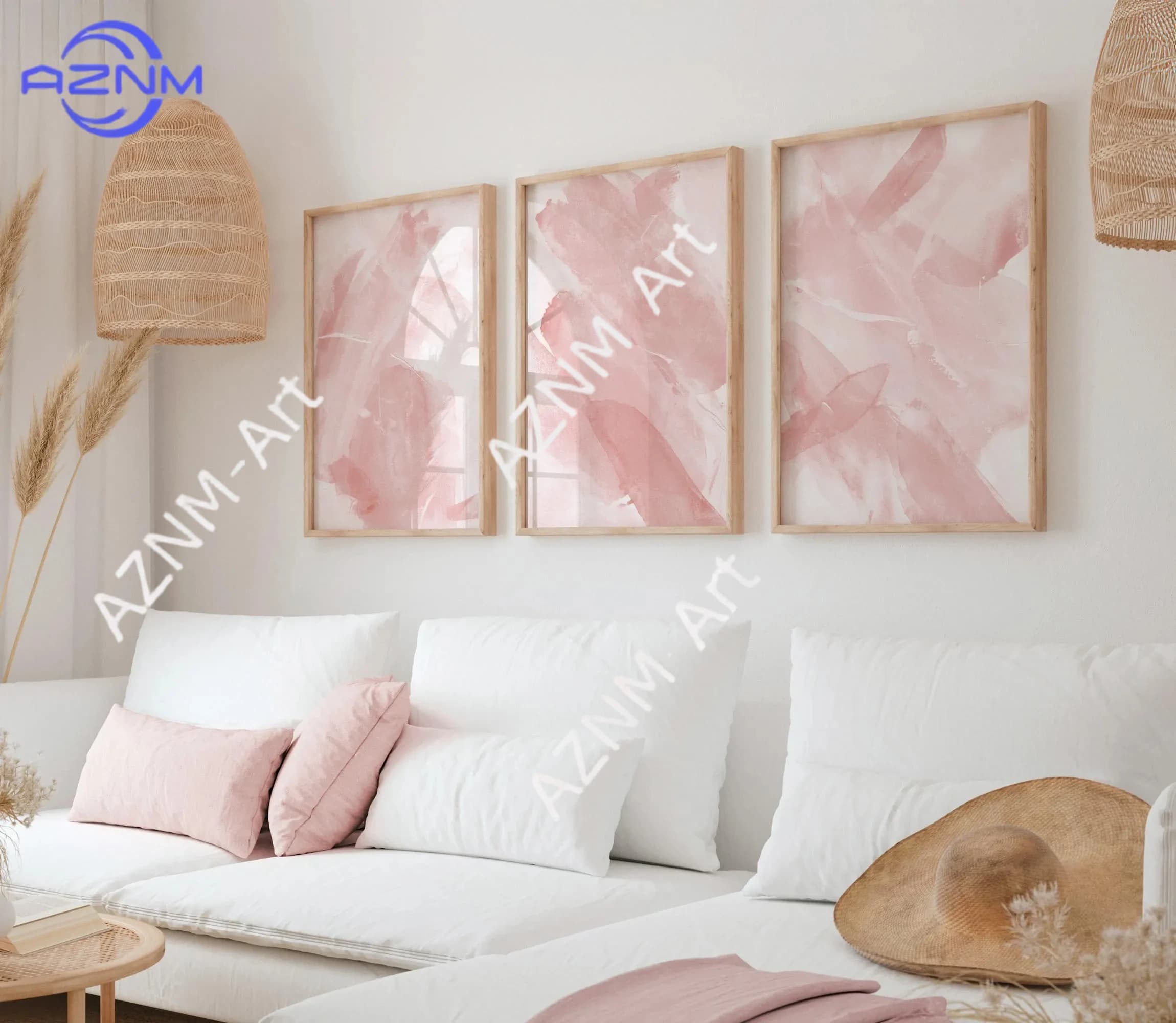 1PC/3PCS Abstract Prints Pink Strokes Bedroom Wall Art Minimal Art Pink Minimalist Pastel Pink Wall Prints