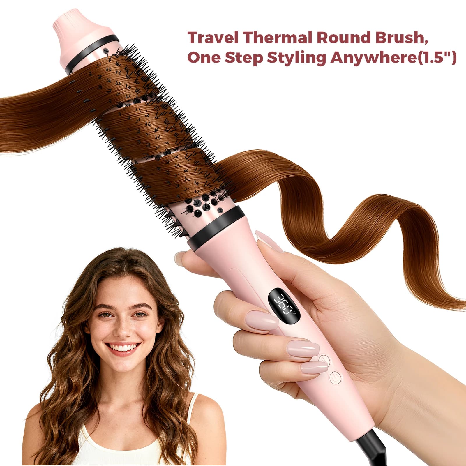 100-220V Bigodino di capelli Piastra in ceramica Curling Spazzola per lo styling dei capelli Spazzola termica antiscottatura Curl Wand Spazzola volumizzante Styler