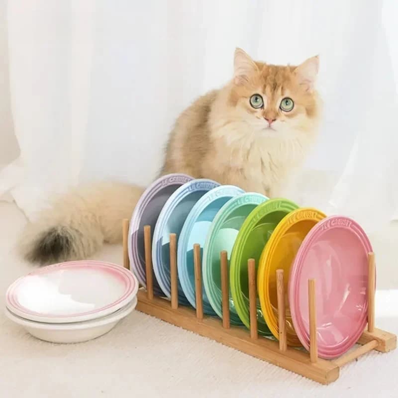 Ciotola per cibo per gatti rialzata extra larga, ciotole per animali domestici rialzate Alimentatore per gatti anti-vomito Baffo Ciotole per gatti in ceramica per cani antistress