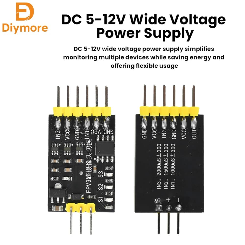 DC5-12V 3-Channel Video Switcher Module RC FPV Camera Switching PWM Control For Drone Aircraft Crossing Machines