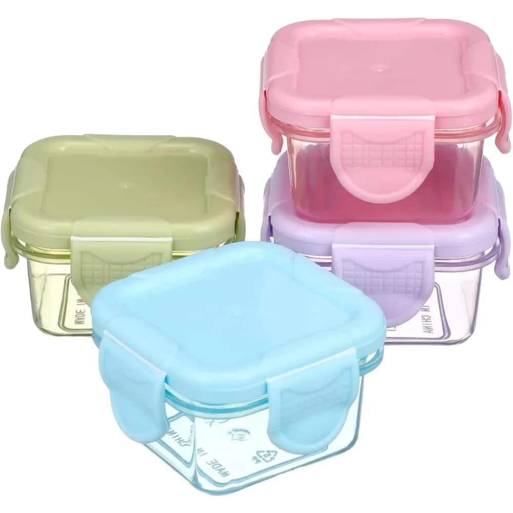 Set di 4 Contenitori Portatili per Alimenti con Coperchi Ermetici, Ideali per Viaggi, Preparazione Pasti e Organizzazione Snack