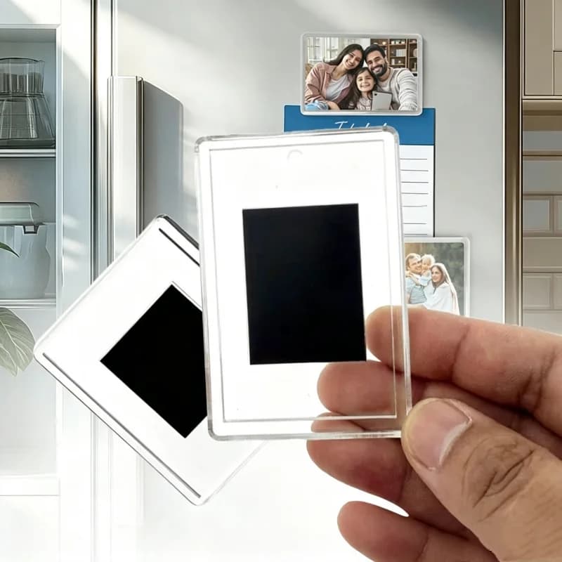 12/20PC Clear Magnet Photoes Holders Acrylic Refrigerator Magnetic Display Frames Office DIY Insert Photo Picture Storage Holder