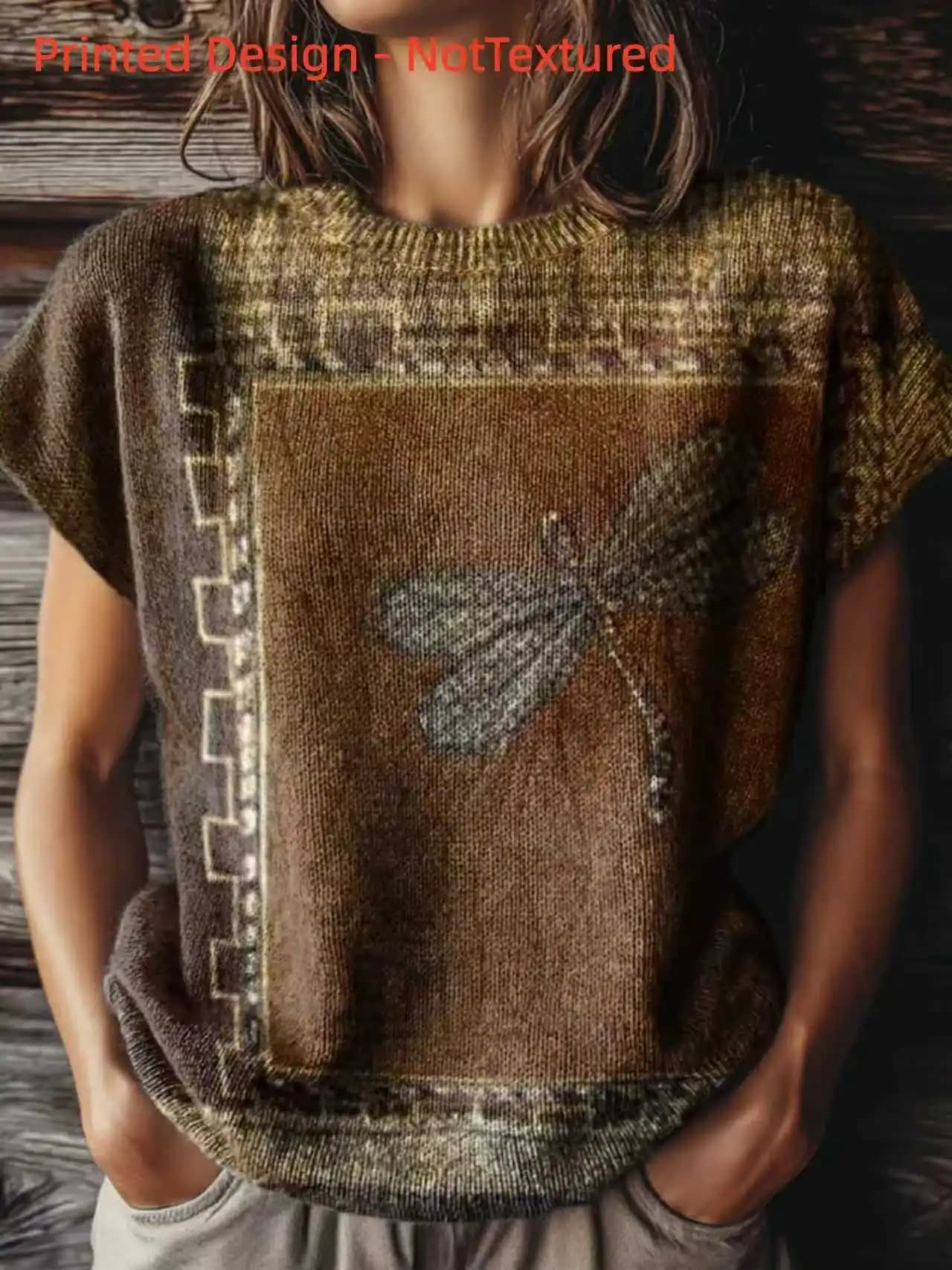 Moda Primavera-Estate, Nuovo Stile, Top da Donna Senza Maniche con Collo Tondo e Stampa Digitale, Abbigliamento Femminile Trendy