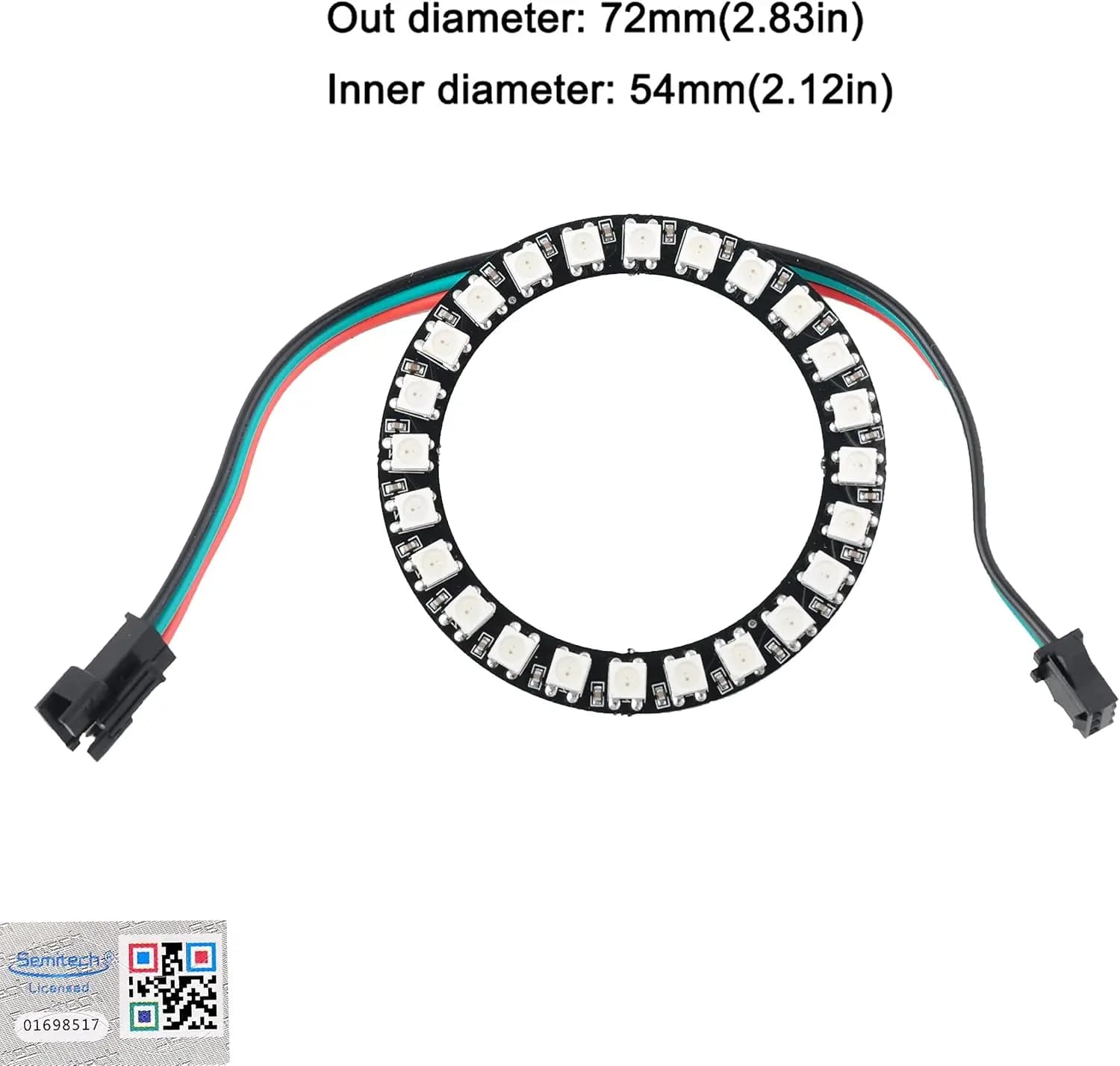 24 RGB LED Rings 24 X WS2812B 5050 Full Color with Integrated Drivers 24 Bits forArduino Raspberry Pi ESP8266 Nodemcu DC5V