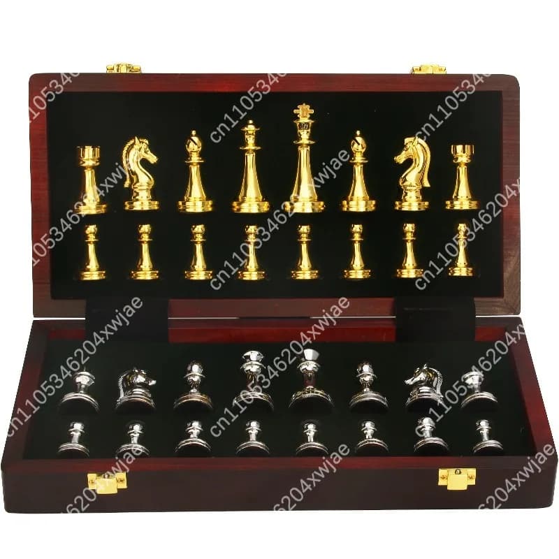 6.7cm King Height Weighted Chess Set, Metal Tournament Pieces with Folding Board, Premium Adult Portable Collection Gift