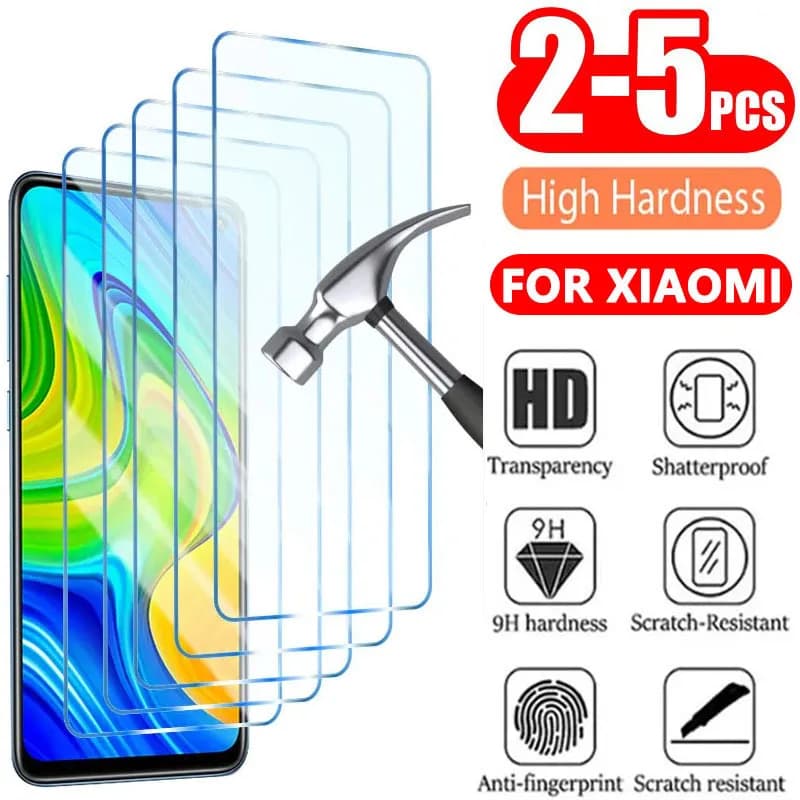 2-5 pezzi temperati 12 Plus 11S 10S 9S protezione schermo per Redmi Note 10 11 9 8 Pro 5G 10C 9C vetro