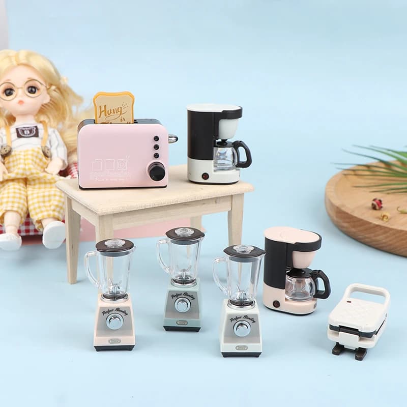 1:12 Dollhouse Miniature Juice Machine Cup Set macchina da caffè Mixer macchina modello cucina bambola elettrodomestico modello giocattoli