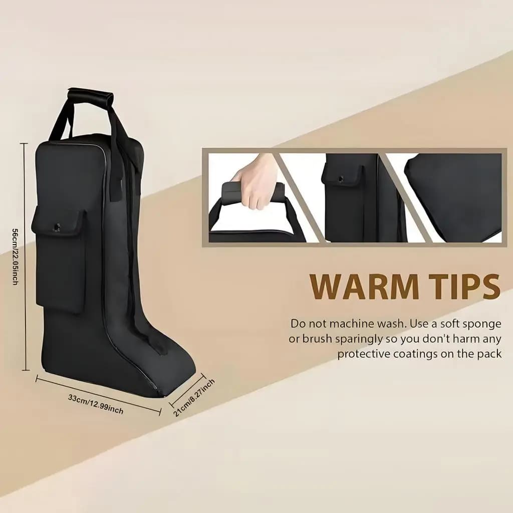 Horse Riding Boot Bag Shoes Storage Bag Oxford Cloth Zipper Closure with Carrying Handle for Sports Hiking Outdoor Skiing