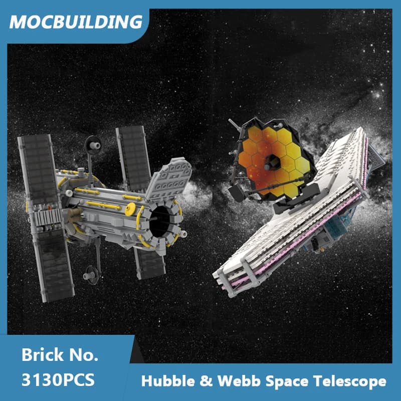 Blocchi da Costruzione MOC Modello di Telescopio Spaziale Hubble o James Webb Collezione Educativa Mattoncini Assemblabili Fai-da-Te Giocattoli Creativi Regalo