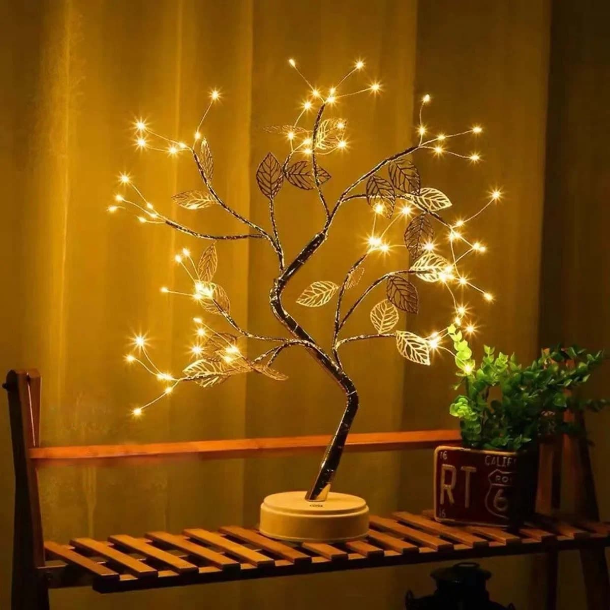 Lampada da tavolo pop a LED con albero di fiori artificiali, bonsai romantico, luci notturne fatate, alimentate tramite USB, matrimonio, San Valentino, decorazione per feste a casa
