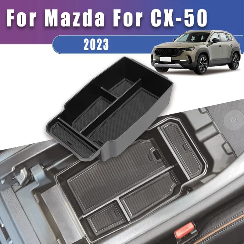 Vassoio organizer per console centrale per Mazda CX-50 2023 inserto per scatola portaoggetti bracciolo con tappetino antiscivolo design anti-sonaglio accessorio per auto