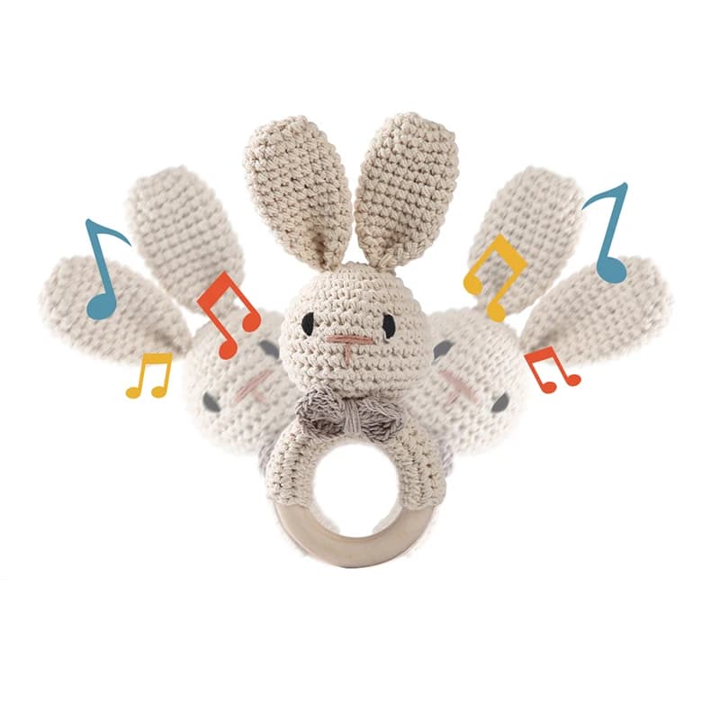 1PC Del Bambino Ratter Giocattoli Neonato Amigurumi Massaggiagengive Legno Massaggiagengive Uncinetto Animali BPA Libero Sonaglio Giocattolo Sonagli Per Bambini Regali Per Il Neonato