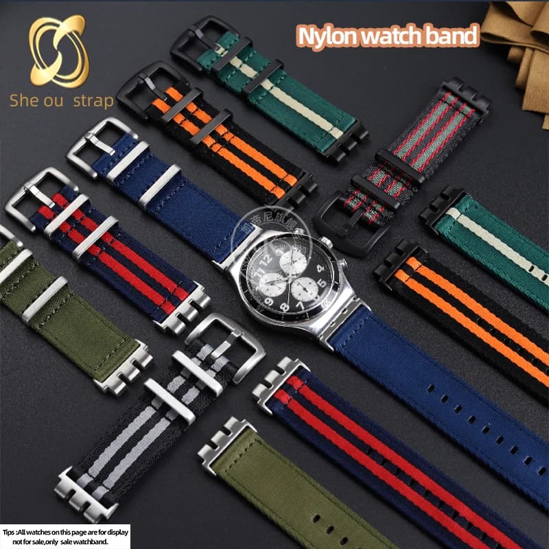 17mm 19mm 21mm cinturino in nylon per SWATCH YVS420 YVS454 YVS451 YVS400 YVB404 cinturino in tela morbida catena di orologi uomo donna