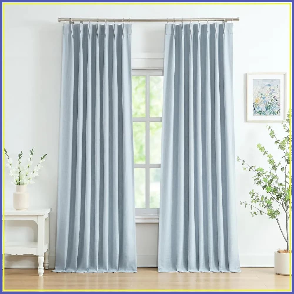 Tende Oscuranti in Lino Testurizzato da 102 Pollici con Pieghe a Pizzico, Isolamento Termico, Drappeggi con Linguette, 40" L x 102" L, 2 Pannelli