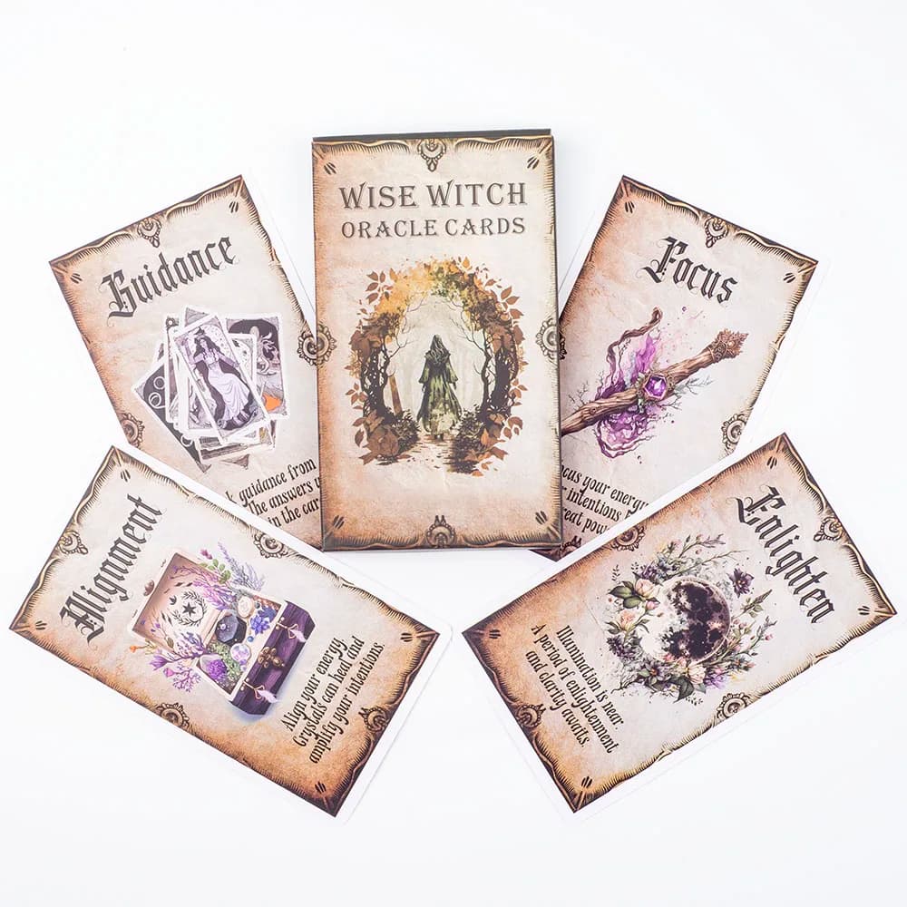 Wise Witch Oracle Cards Un mazzo di 20 carte Tarocchi di alta qualità Intrattenimento per il tempo libero Riunioni di famiglia Carte da gioco da tavolo 12x7 cm