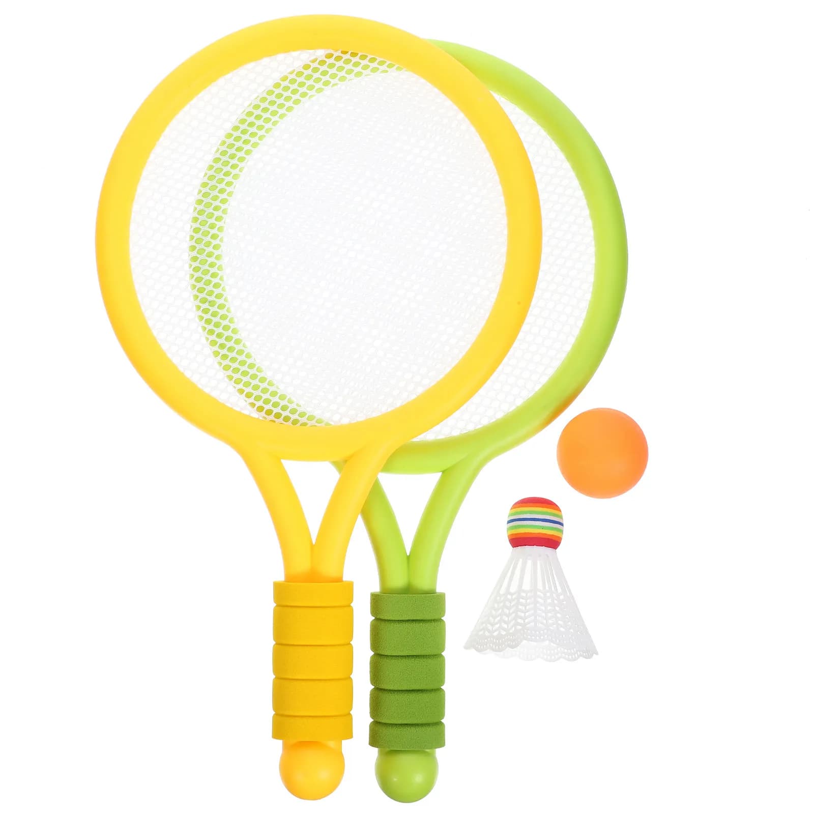 1Pair Children Tennis Racket Kit Safe Plastic Material Portable Easy Swing Flexible String Surface Beginner Friendly Parent