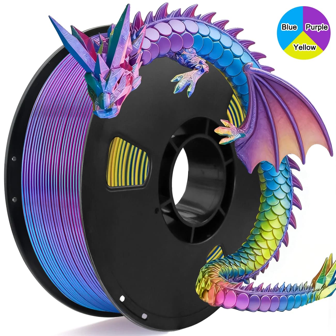 3D Printer Filament PLA in three-tone silk, multicolor 3D printing filament from 1.75 mm, 1 kg (2.2 pounds) suitable for most FDM 3D printers