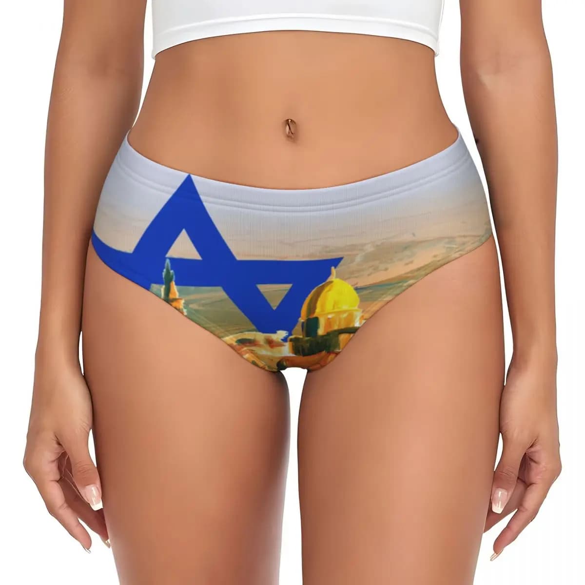 Custom Negev Desert Israeli Flag Slips, breathable and elasticated women's briefs, short briefs