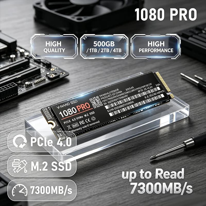 1080PRO NVMe M.2 SSD PCIe 4.0 500GB 1TB 2TB 4TB up to 7300MBs internal drive for laptop and desktop computer 2026 NEW