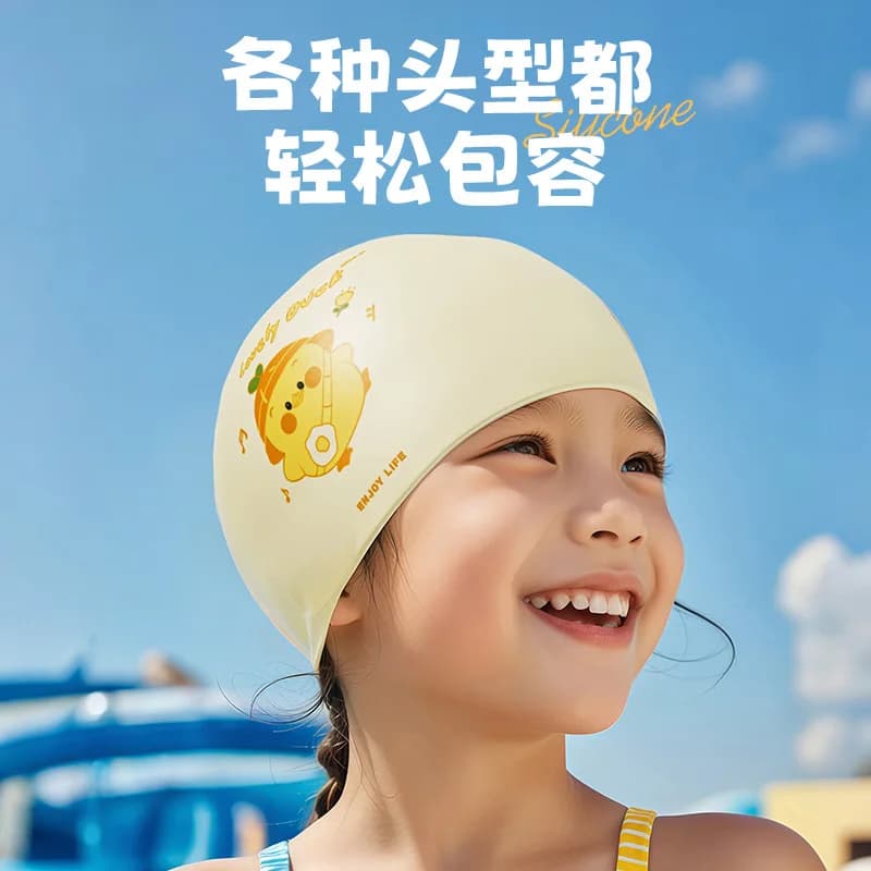 Silicone swim cap for children with rabbit dinosaur chick, waterproof, cute ear protection, unisex, comfortable and without tight