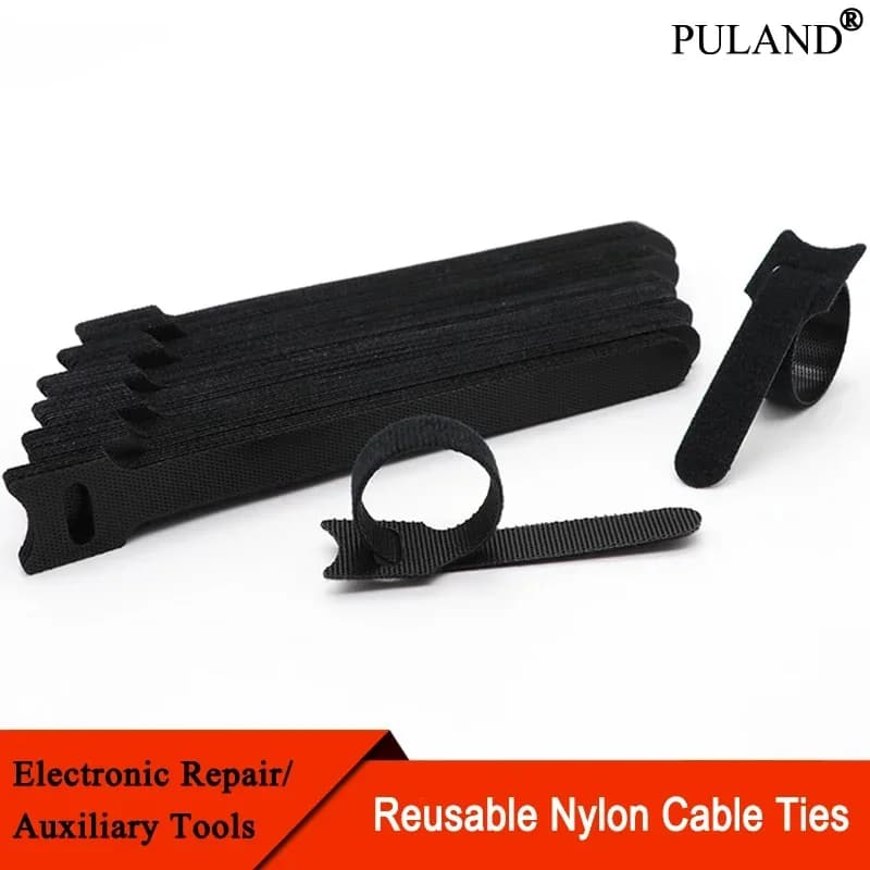 Fascette per cavi rilasciabili Organizzatore di cavi Nero 15 20 25 30 cm Cinghie ad anello con gancio in nylon Avvolgere Zip Bundle Fasciatura Fascetta Fissaggio in plastica