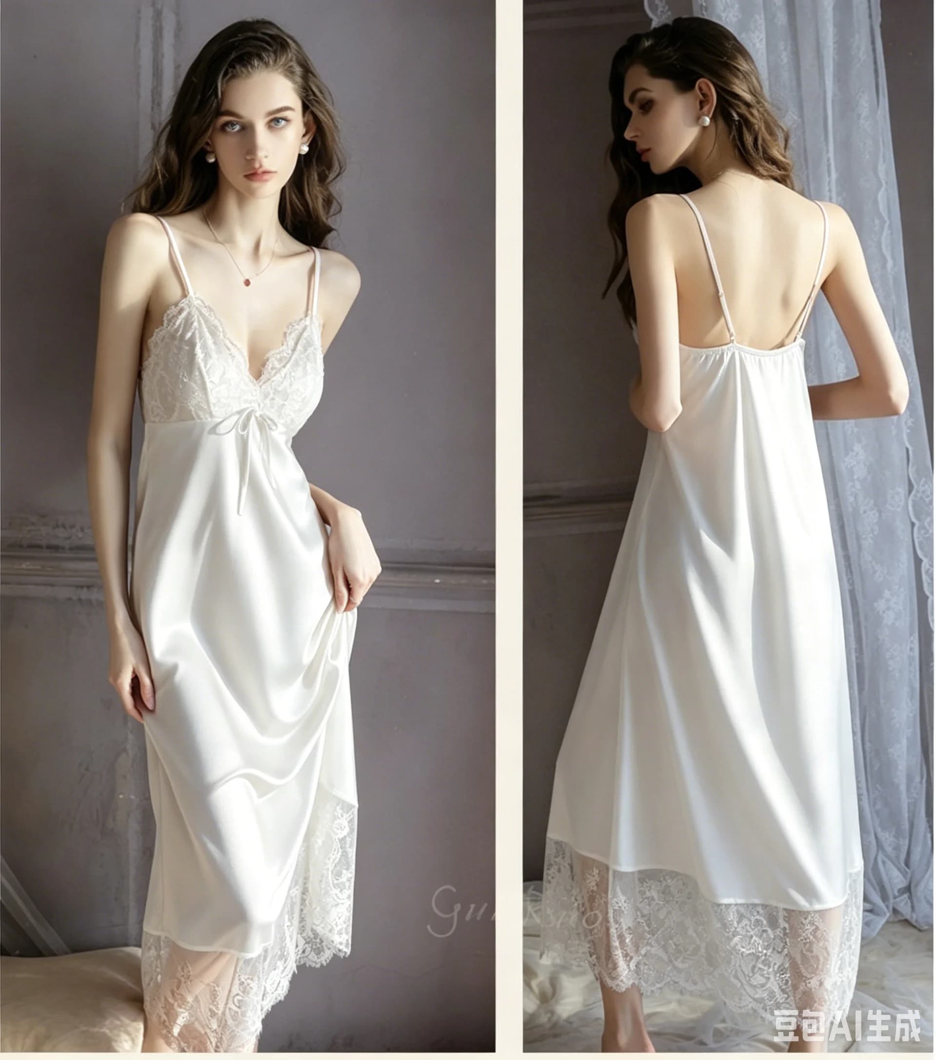 Silky Satin Kimono Bathrobe Gown Sexy Female Long Robe Lingerie Sleepwear Nightgown Set Loungewear Patchwork Lace Night Dress