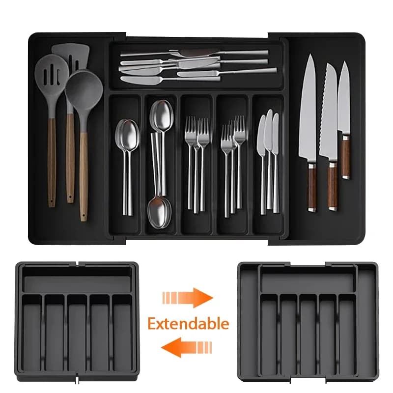 Organizzatore per posate espandibile da cucina, organizer regolabile per utensili, organizer per cassetto portaposate per forchette e coltelli