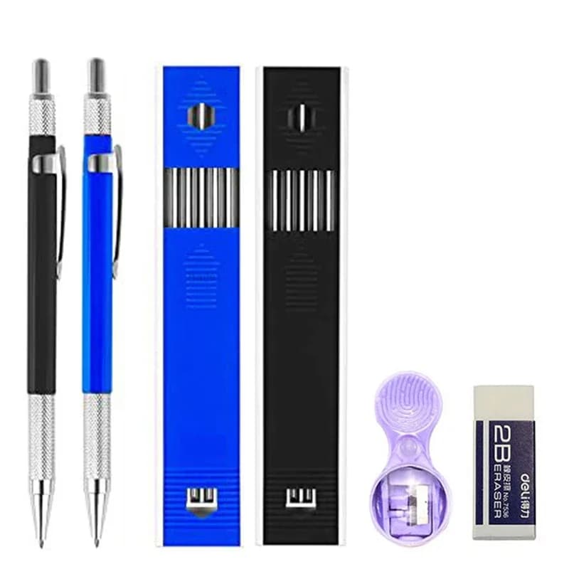 2.0mm Metal Mechanical Pencil Set HB Graphite Lead Core With Pencil Lead,for Sketch Architectural Drawing Tools