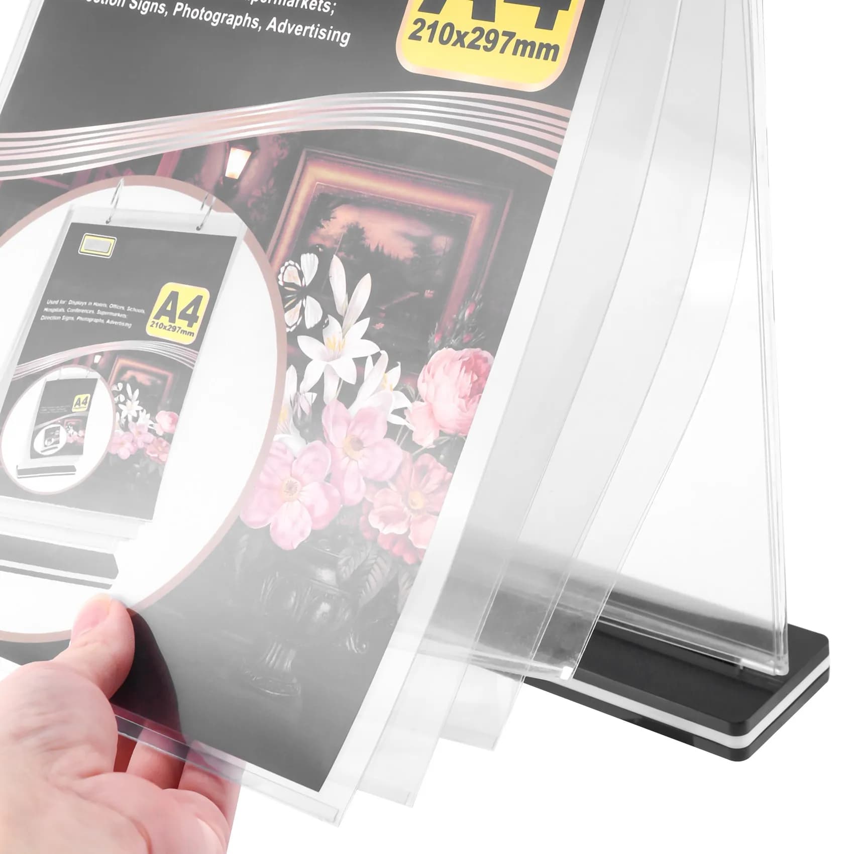 ABRW-A4 Espositore per etichette per carte con display ribaltabile multilage Porta menu aziendale per etichette staccabili