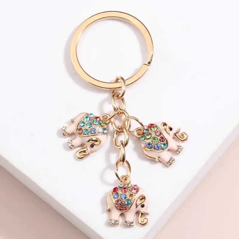 Portachiavi animale carino Piccolo elefante Portachiavi in cristallo Portachiavi smaltato per donna Uomo Accessorio per borsa Regali di gioielli fatti a mano