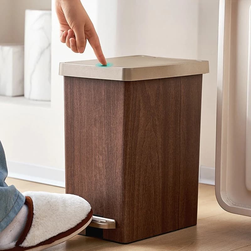 Wooden Waste Bins Bathroom Kitchen Toilet Double Open Trash Can Living Room Toilet Garbage Container Cleaning Tools Waste Bucket