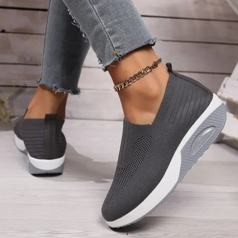 Nuove Sneakers da Donna alla Moda con Rete Traspirante, Scarpe Casual con Piattaforma e Tacco a Zeppa, Calzature da Passeggio in Tinta Unita