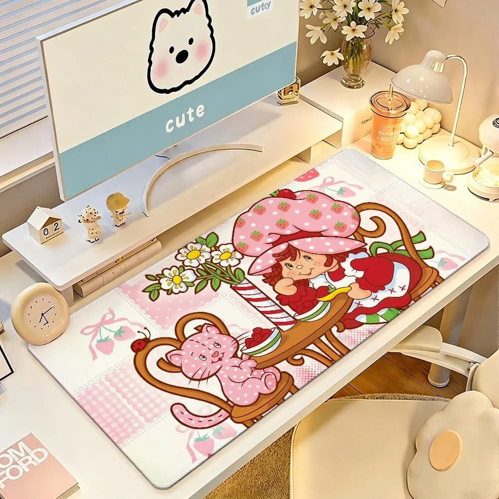 S-Strawberry Cute S-Shortcake-S Mouse Pad Large Non-Slip Waterproof Mat Stitched Edge Keyboard Pad for Gaming Daily Office