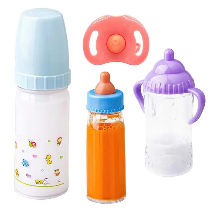 15.2 centimetri/9.3 centimetri bambola bottiglie di succo di latte magico con bavaglini ciuccio adatti bambole appena nate bottiglia di capezzoli di plastica casa delle bambole giocattoli Set Reborn
